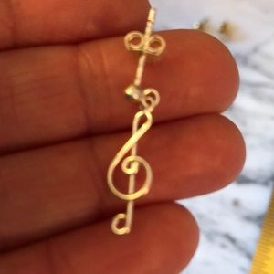 Sterling silver treble clef music earrings